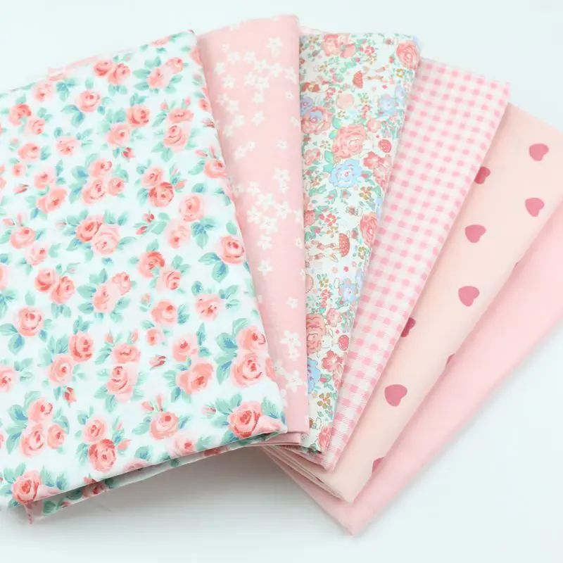 160x50cm Sweet Floral Pink Rose Printed Cotton Fabric, Girls' Quilt Cover Bed Sheet Dress Lolita Skirt Cloth