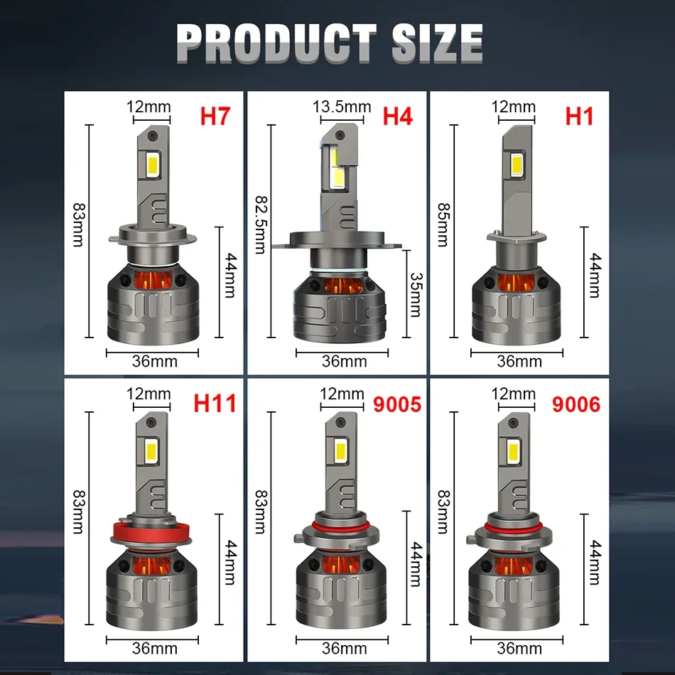 자동차 헤드라이트 전구, Canbus 자동차 램프, 안개등, H4 H7 H11 LED K5C, LED H1 HB3 9005 H8 HB4 9006 H9 9012 HIR2 5570 CSP 4300K 6000K, 