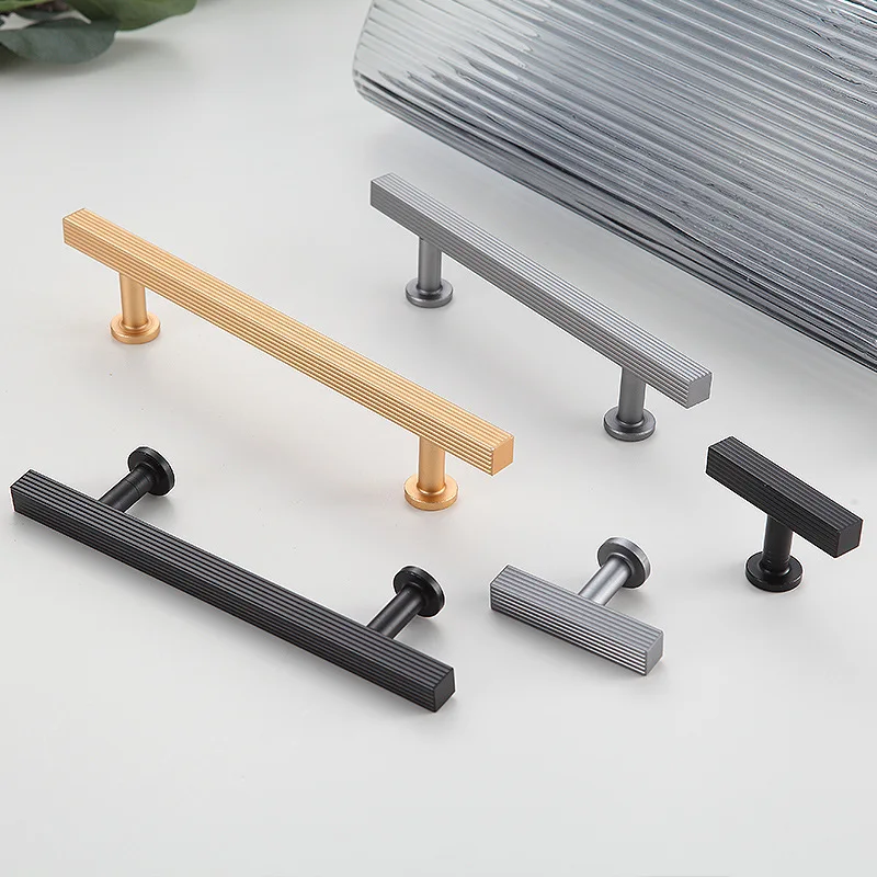 Modern Aluminum Alloy Gold Black Door Handles kitchen Accessories