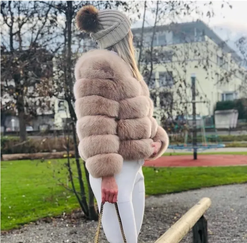 2024 Women's Sexy Faux Fur Coat Imitation Fox Fur Coat Short Long Sleeved Winter/Spring Warm Coat