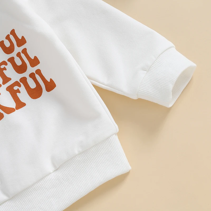 Toddler Boy Thanksgiving Outfit Set with Letter Print Sweatshirt and Elastic Pants for Fall Holiday Clothes Collection