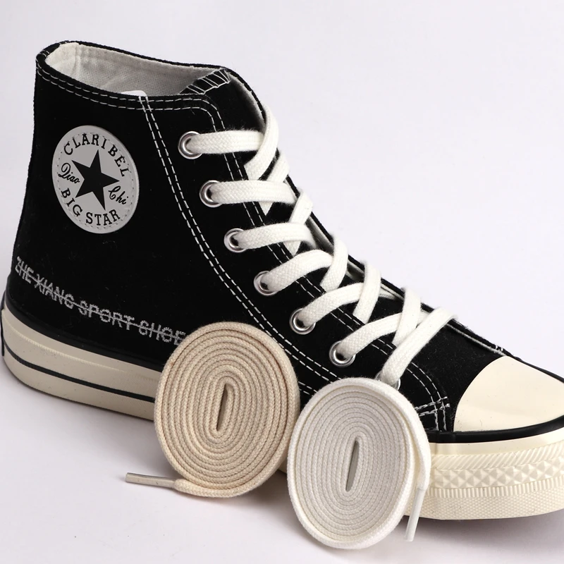 1 Paar flache Schnürsenkel Canvas Sneakers Sportschuhe Schnürsenkel Klassische Damen- und Herren-Schnürsenkel Solide doppelte flache weiße schwarze Schnürsenkel