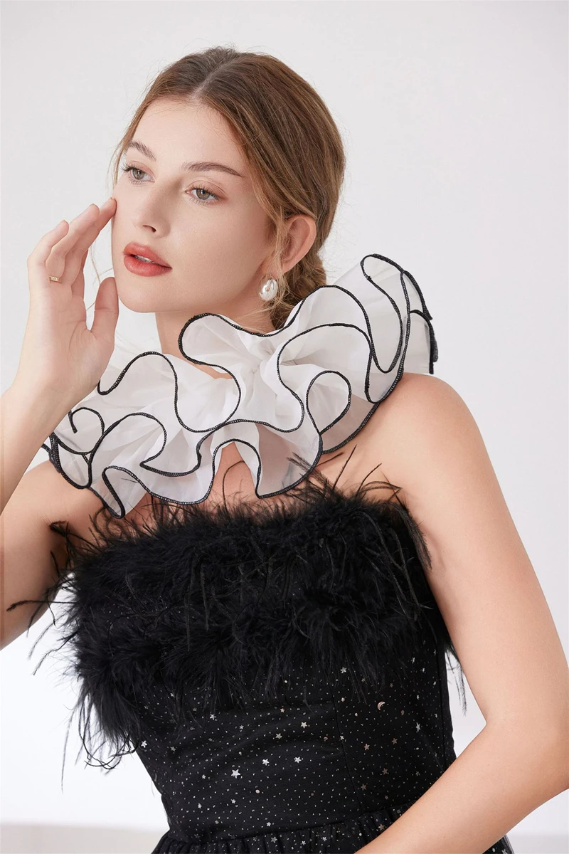 Elegante Mesh Rüschen Schicht Gefälschte Kragen Dekoration Schal Hemd Bluse Tüll Hals Dekor Party Krawatte Cosplay Kostüm Zubehör – Detail 18