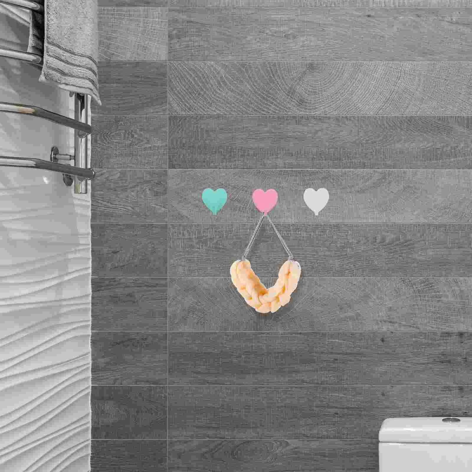 6 Pcs Heart Shaped Sticky Hook Hangers Hooks Purse Creative Key Holder Wall Coat Decor