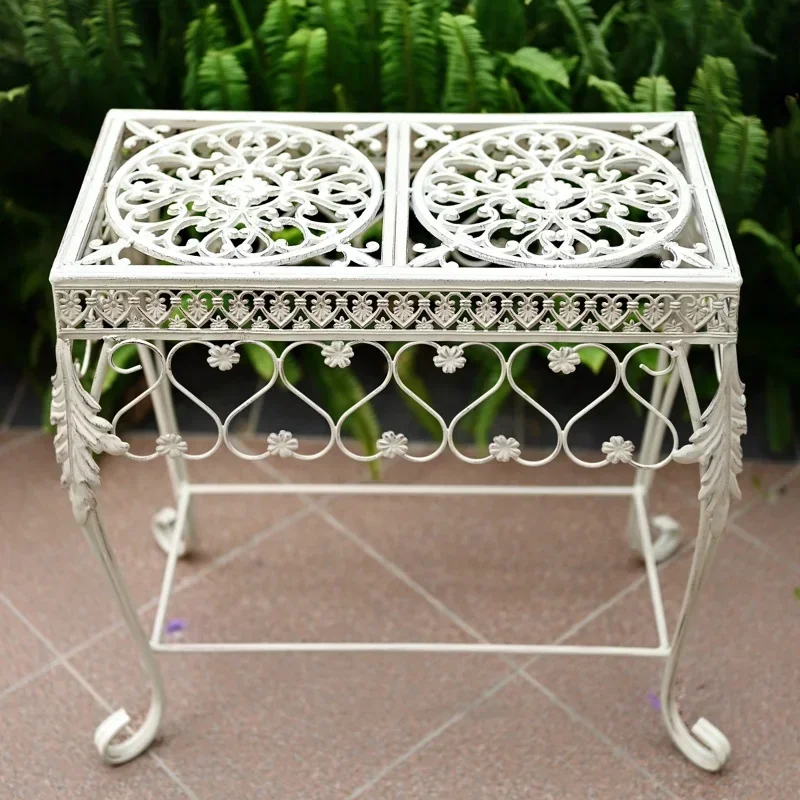 Garden Courtyard Flower Table Do Old Craft Shelf Decoration Ironwork Plant Stand Exquisite Hollowed Out Indoor Garden Decoration