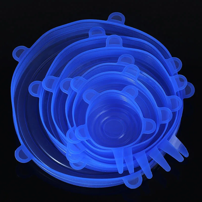 6-Piece Set of Stretchable Silicone Food Covers - Universal Kitchen Accessories