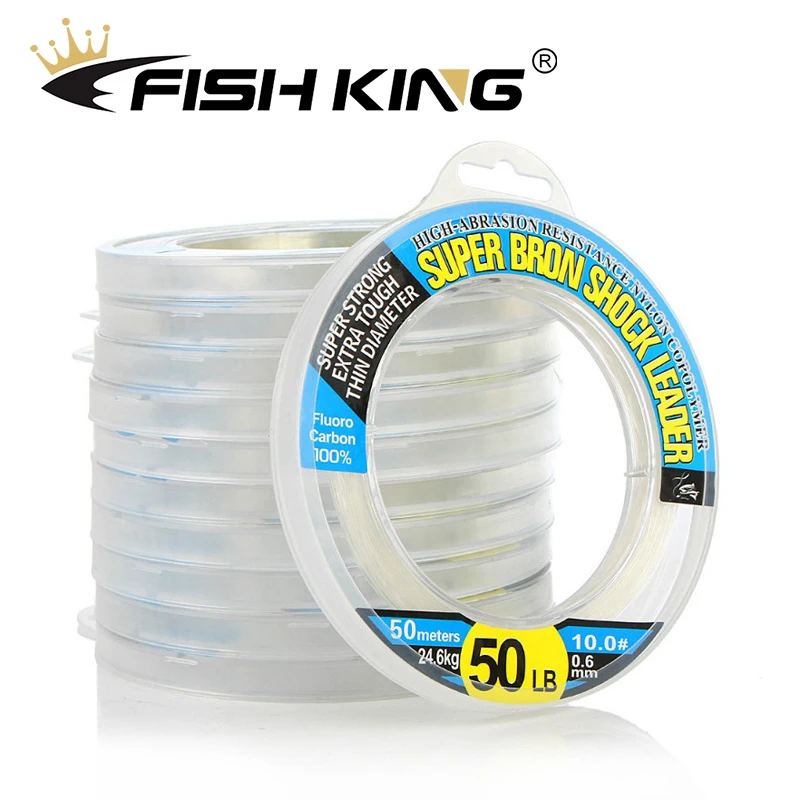 FISH KING 50M 100% Fluorocarbon Fishing Line Carbon Fiber Line 10-50LB  4.5-24.6KG Monofilament Sinking Line Sea fishing - AliExpress