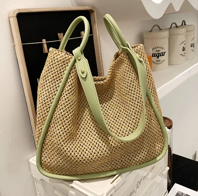 

2023 new fashion niche woven shoulder bag Grass woven bag for women with large capacity high-end texture tote bag