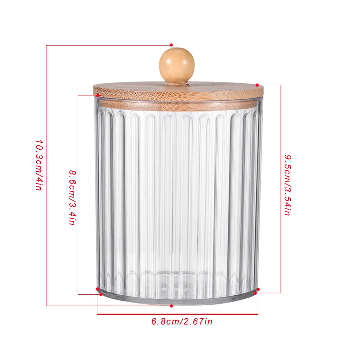 2pcs Qtip Holder Cotton Round Cotton Swabs Makeup Round Pads Dispenser Bathroom Vanrity Apothecary Jard with Lid and Bamboo Tray 3