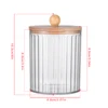 2pcs Qtip Holder Cotton Round Cotton Swabs Makeup Round Pads Dispenser Bathroom Vanrity Apothecary Jard with Lid and Bamboo Tray 3