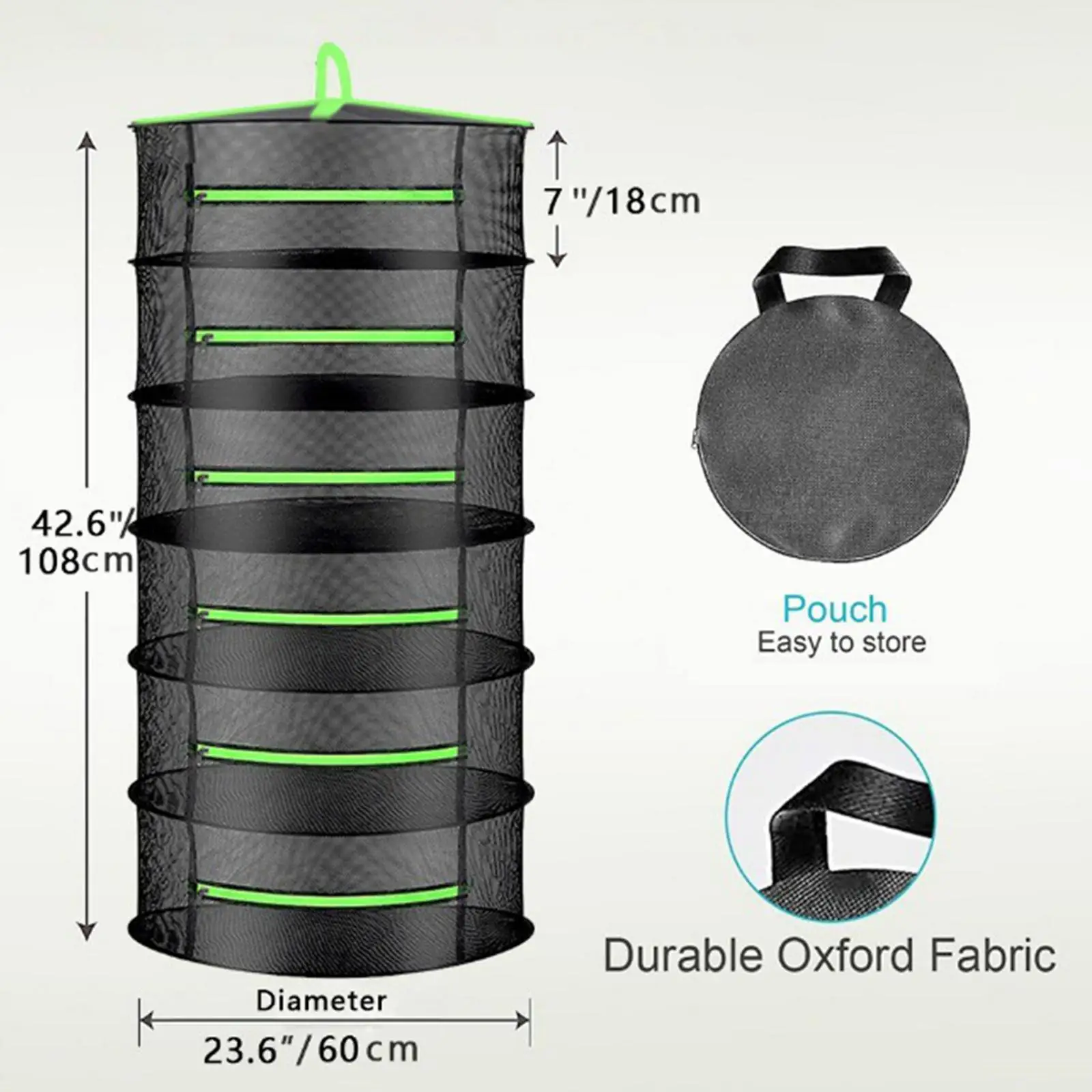 23.6 Inch Diameter Hanging Mesh for Plant Drying with Storage Bag 6