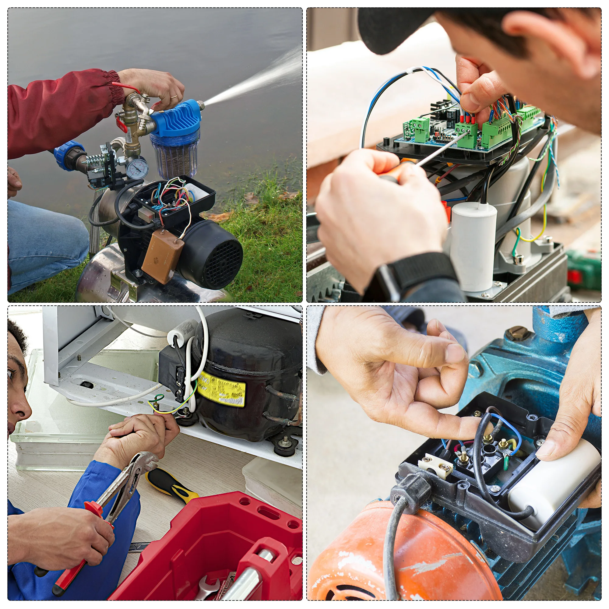Uxcell CBB60 런 캐패시터, 공기 압축기 워터 펌프 모터용, 5uF, 450V, AC 2 와이어, 50Hz, 60Hz 실린더, 54x34mm