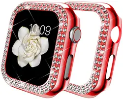Elegant Diamond Protective Apple Watch Case - Premium All-Series Cover & Accessories for 38MM Series 3 2 1 (Red)