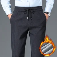 Thick Corduroy Pants Men Winter New Warm Fleece Elastic Waist Classic Business Jogging Straight Casual Plush Trousers Male 1