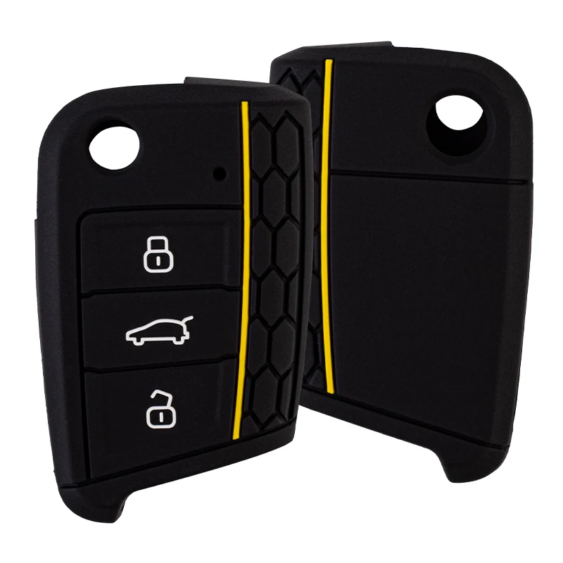 Key Case Cover Car Key Case Silicone Cover for VW Golf 7 MK7 3 Buttons Flip Folding Remote Key Fob for Seat Skoda Car Accessories