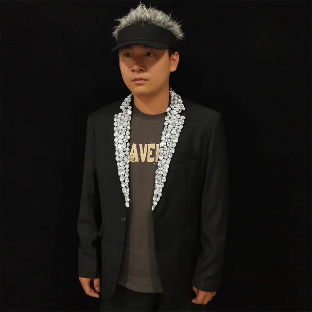 ラインストーンのメンズジャケット,フォーマルウェア,黒のブレザー  