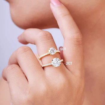 1-2 CT Moissanite Engagement Ring D Color Laboratory Diamond Rings Jewelry 18K Gold Plated S925 Silver GRA Certificate 6
