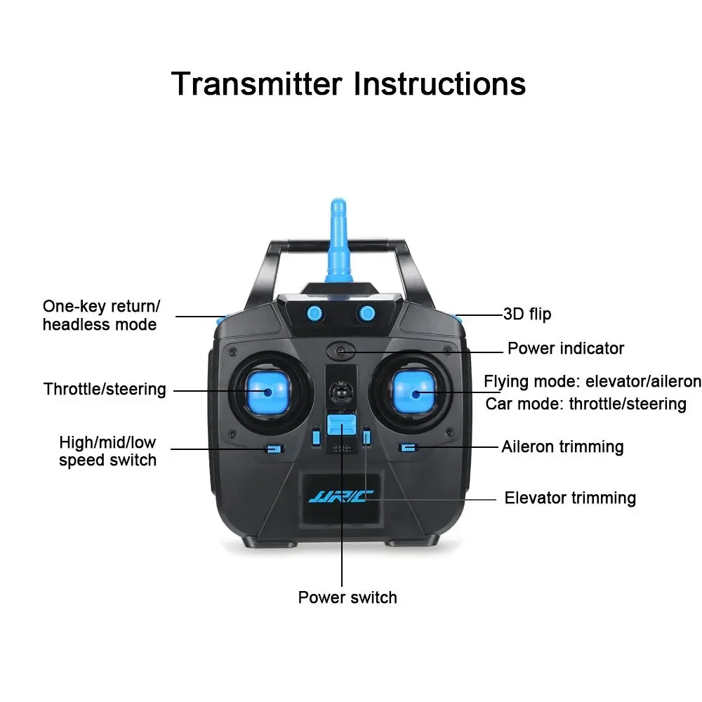 JJRC H23 2.4G 4CH 6-Axis Gyro Air-Ground Flying Car RC Quadcopter Drone RTF with 3D Flip One-key Return and Headless Mode RTF 6