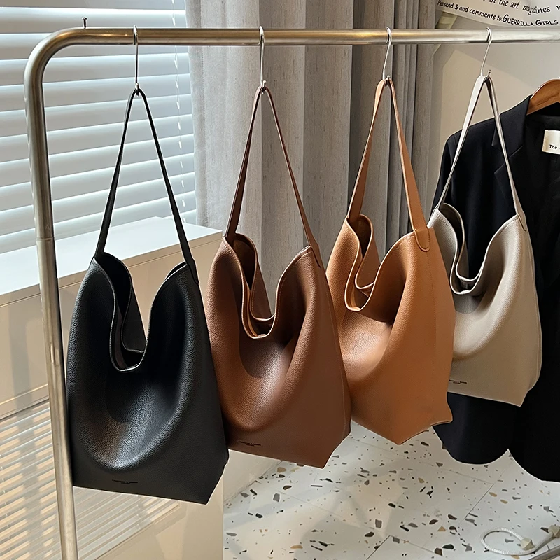 New Fashionable Shoulder Daily Women Bucket Bags Handbags Party Casual  Multi-function Shoppig PU Leather Popular Big Pockets