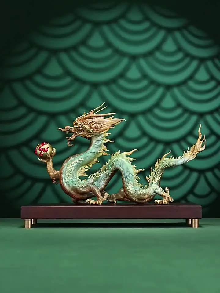 Copper Brass China dragon statue sculpture living room