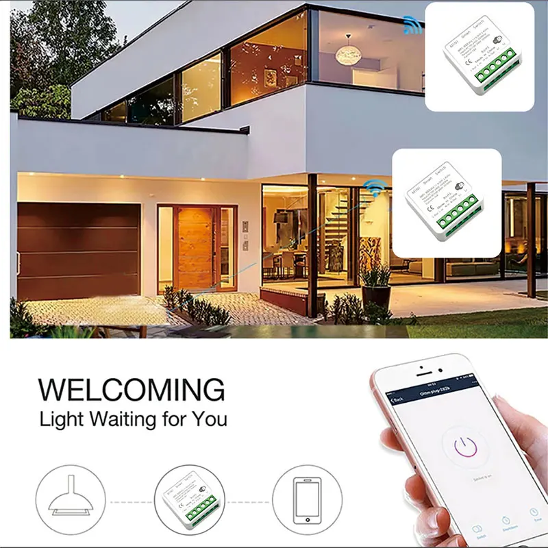 16A Mini Wifi DIY Light Switches Module 2-way Control Work Tuya Smart Life Alexa Alice Google Home