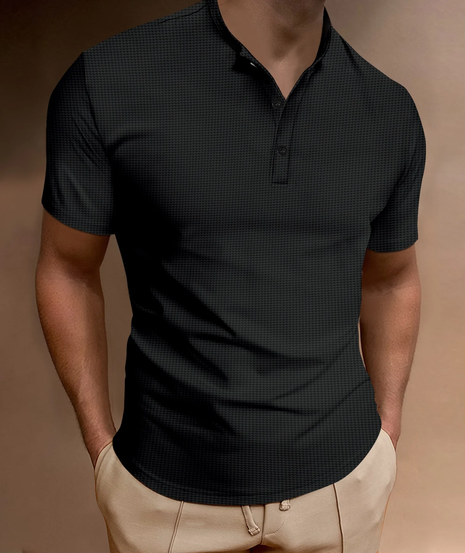Jdlsppl Men's Cotton Henley T-Shirt - Short Sleeve Crew Neck Button-Up Top (Regular Fit, Spring/Summer) - View #10