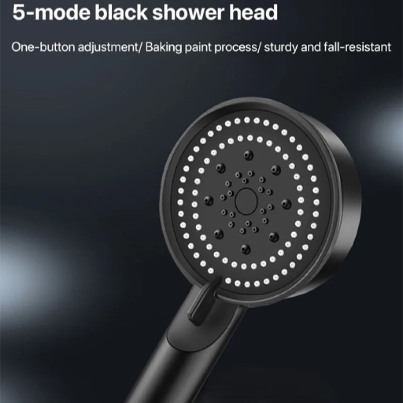 Multifunctional Black Warrior Frosted HandsFree Shower Booster with Five Adjustable Shower Heads