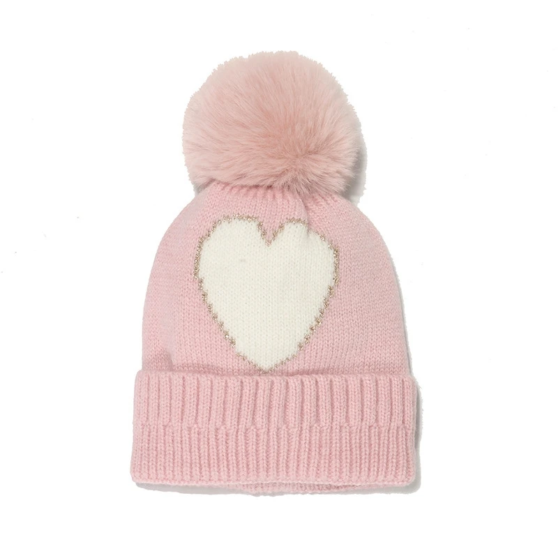 

Children Knitting Keep Warm Boys Girls Pompom Hat Baby Fur Ball Autumn Winter Cold Protection Knitted Hat Beanie