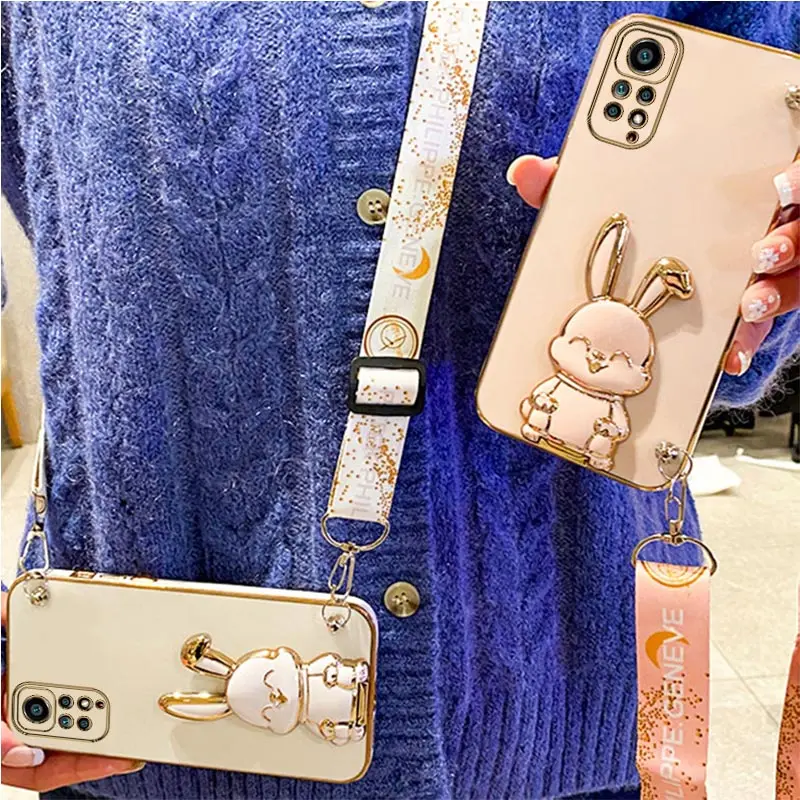 Rabbit Holder Lanyard Phone Case with Stand Strap Cover