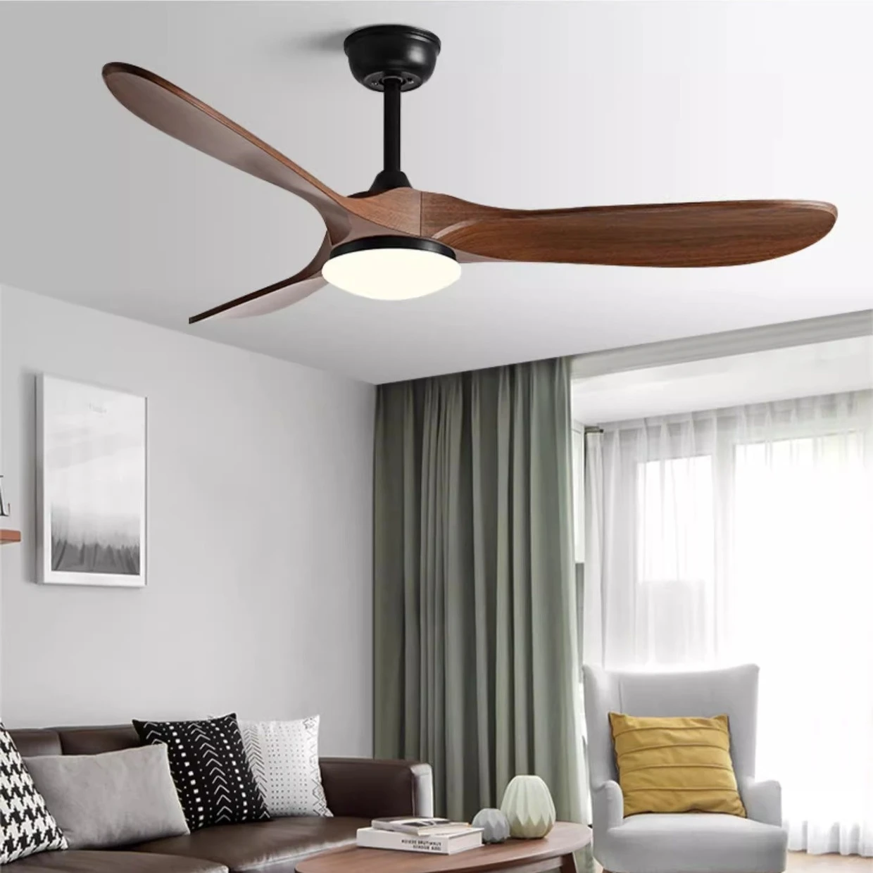Reversible with Remote Control, Nordic Home, Living Room, Dining Room, Variable Frequency Motor, Electric Fan, Ceiling Light