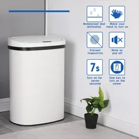 Trash Can Office Bathroom Bedroom Waste Bin with Lid Automatic Sensor Touch Free Stainless Steel Garbage Can 13 Gallon / 50L 2