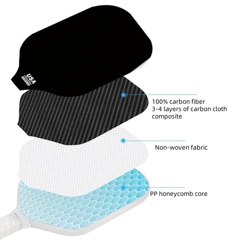 T700 Pickleball Paddle Carbon Fiber Surface USAPA Approved Carbon Fibre cold Pressed Racket