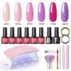 COSCELIA Manicure Set Nail Polish Gel Set with 6W LED Lamp 6 Colors Gel Polish Starter Kit Base Top Coat Manicure Brush Tools 1