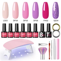COSCELIA Manicure Set Nail Polish Gel Set with 6W LED Lamp 6 Colors Gel Polish Starter Kit Base Top Coat Manicure Brush Tools 1