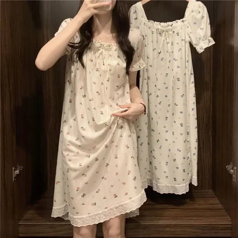 

Sexy Summer Women Korean Womens Night Nightgown Sweet Nightwear Short Nighty Dress Cute Home Sleepwear Sleeve Clothes Style Thin