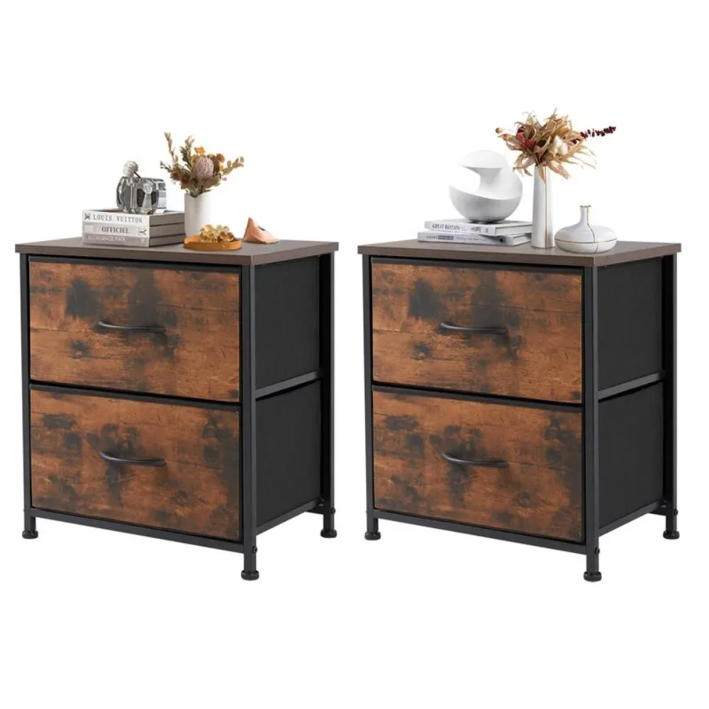 

Nightstand with 2 Fabric Drawers, Small Dresser, Side Table, End Table, Bedside Table, Night Stands, Small Nightstand