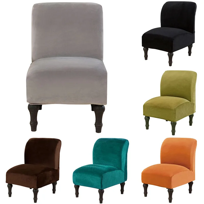 1/2Pcs Slipper Chair Slipcover Pure Color Armless Chair Cover Elastic