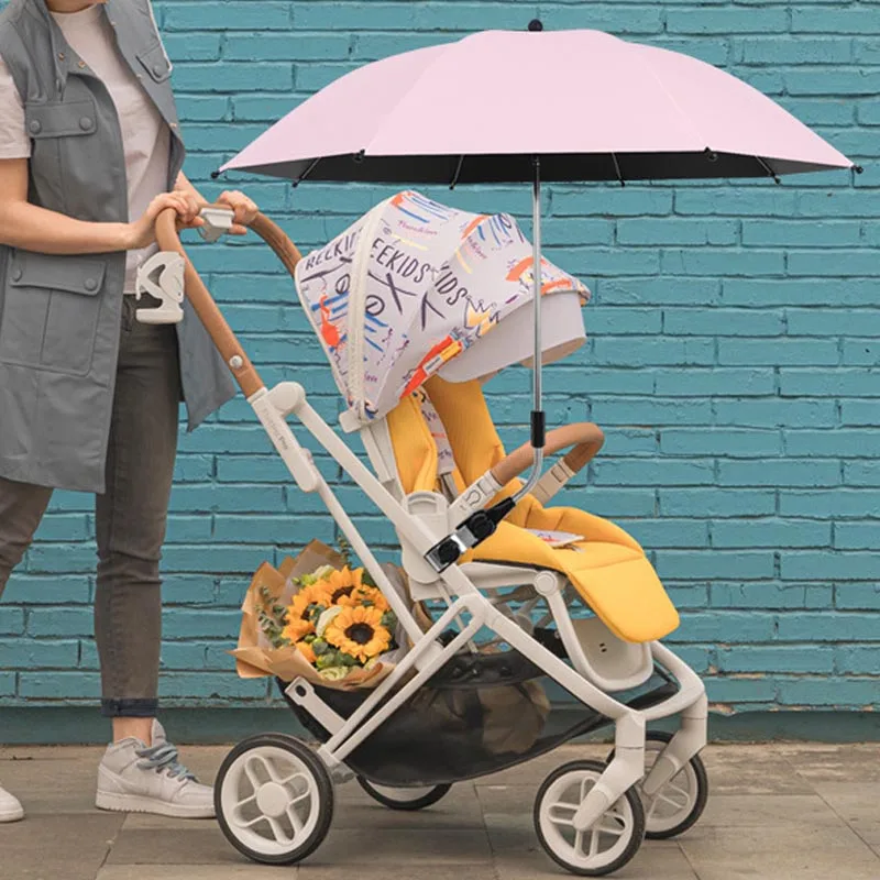 2-in-1 UV Protection Baby Stroller Umbrella with Clamp Universal Sunscree Rainproof Stroller Cover Umbrella Stroller Accessories