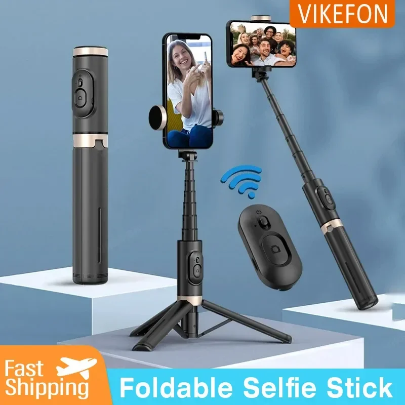 Selfie Stick Tripod Foldable Wireless Monopod Bluetooth Shutter Live Photograph for iPhone 15 14 Samsung S24 S23
