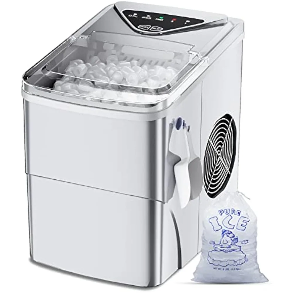 

Ice maker countertop, self-cleaning function, portable electric ice maker, ready 6 bullet ice in 9 minutes,26 pounds in 24 hours