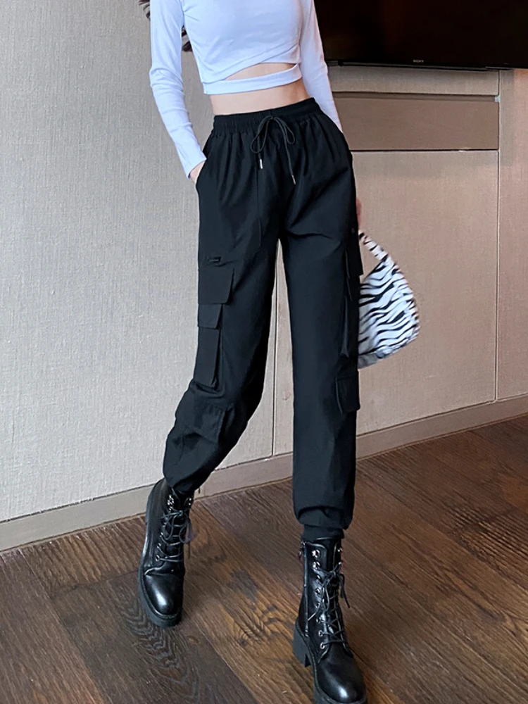 

Women Cargo Pants 2022 Spring Summer Fashion Female High Waist Solid Streetwear Harem Pant Straight Trousers Casual Loose Pants