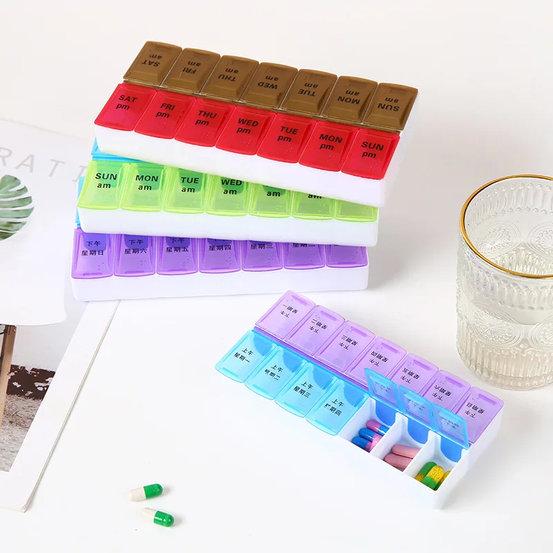 Weekly Pill Organizer with AM/PM Compartments - Travel-Friendly Medicine Storage and Splitter