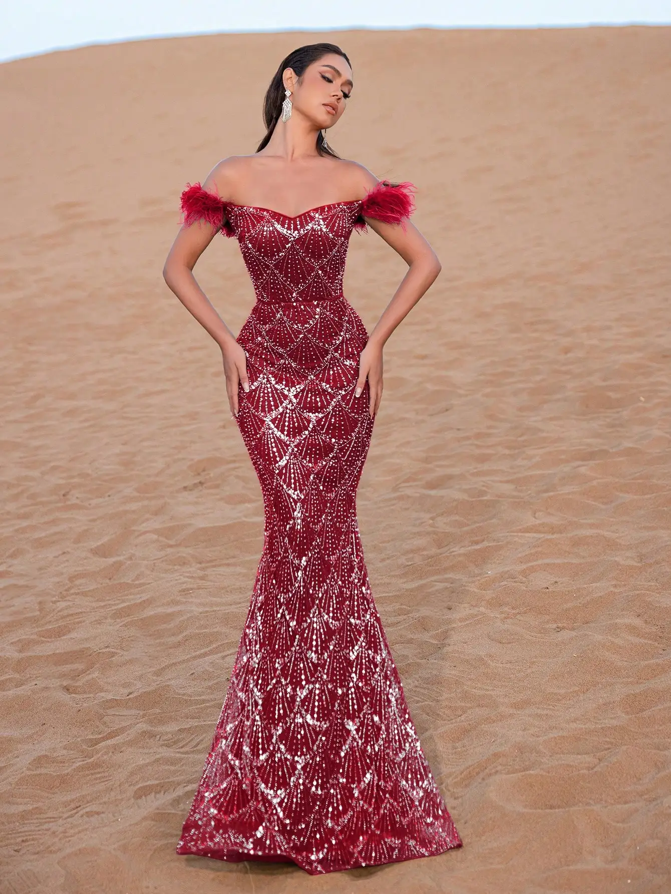 فساتين رسمية أنيقة بحاشية حورية البحر مطرزة وفساتي...