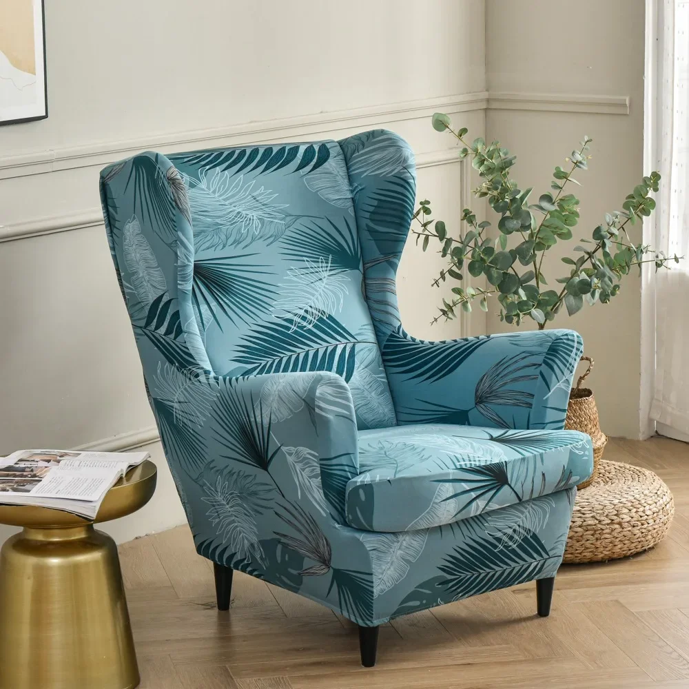 

Flower Wing Chair Cover Stretch Spandex Armchair Covers Nordic Removable Relax Sofa Slipcovers