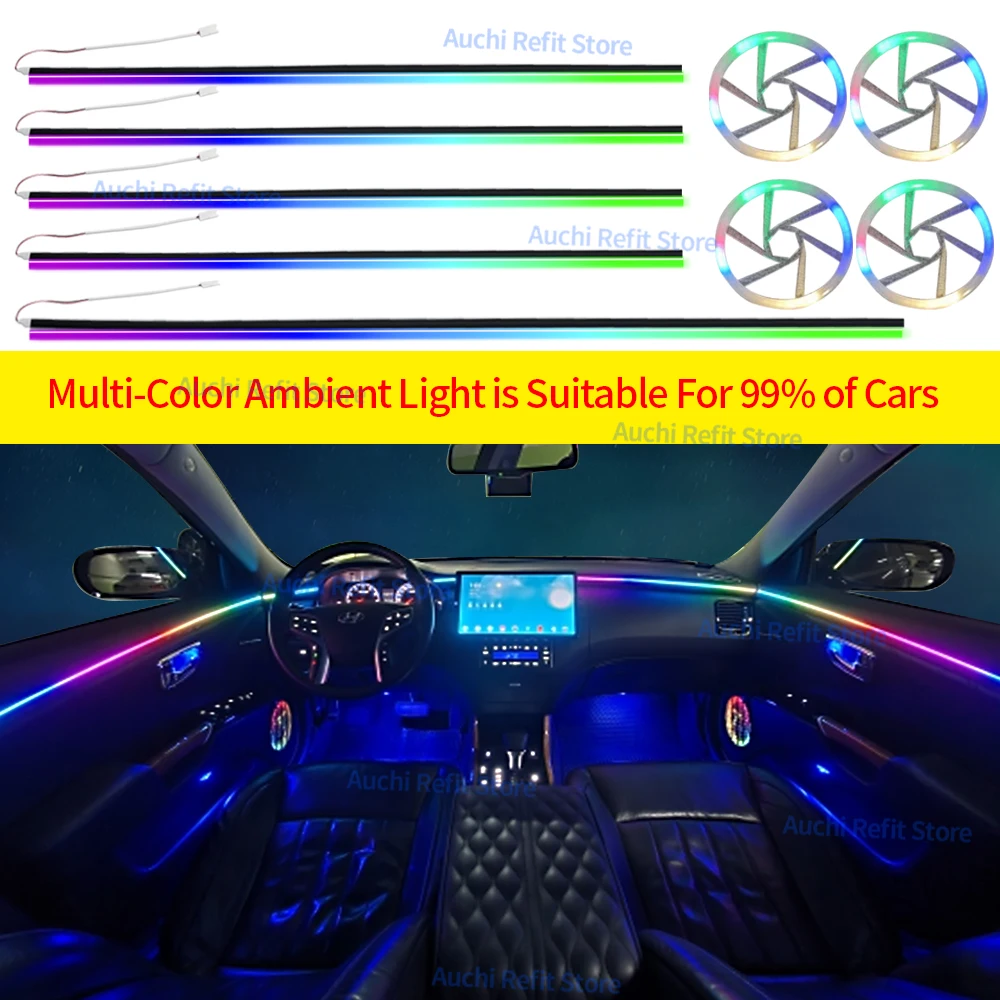 New 256 Colour Symphony Universal Ambient Light Car 18 in 1 LED RGB Mobile APP  Control Multi-Color DIY Decorative Lamp Refit - AliExpress