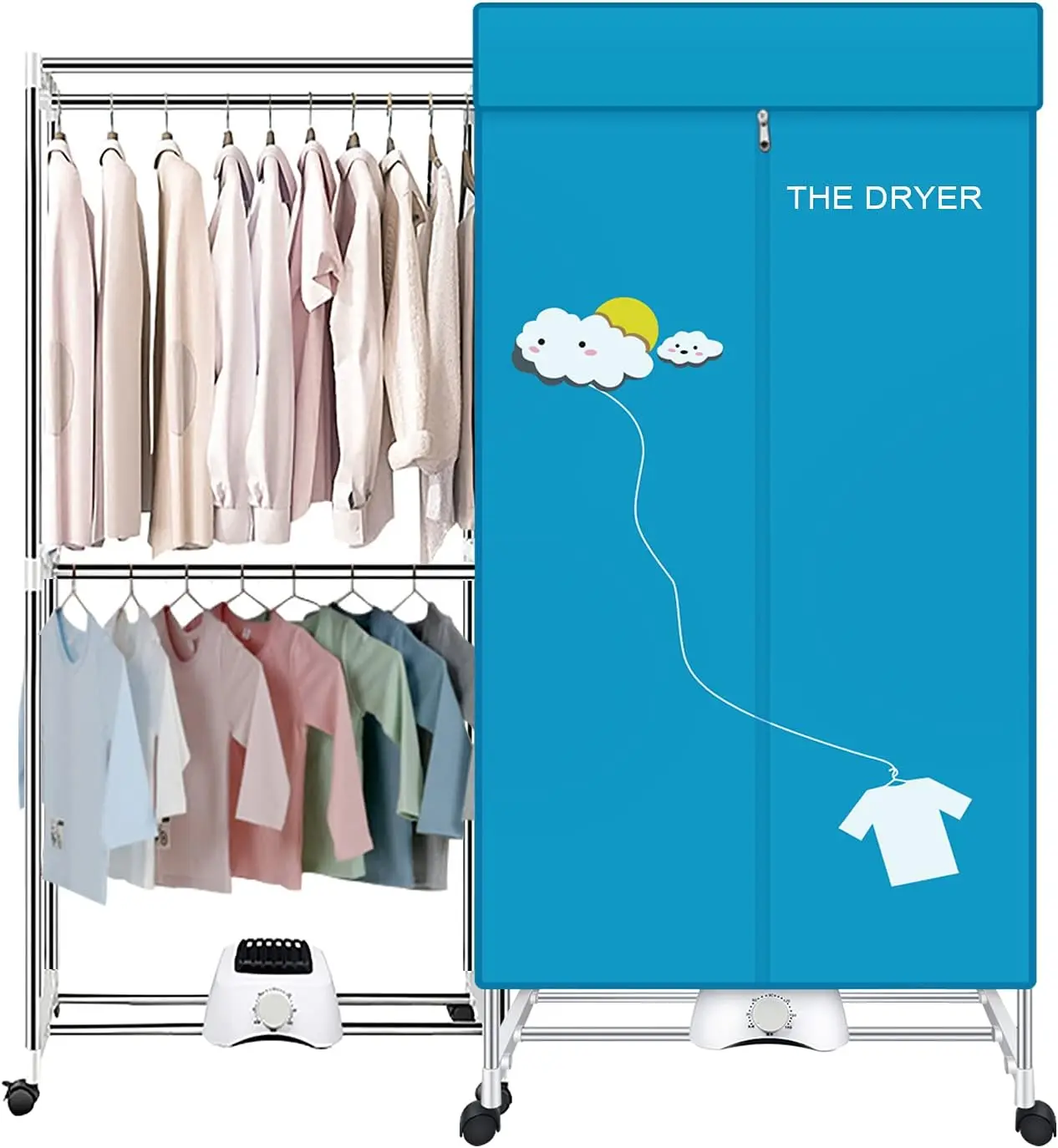 

Portable Dryer,110V 1000W Electric Clothes Dryer Machine Double layer Stackable Clothes Drying Rack for Apartments