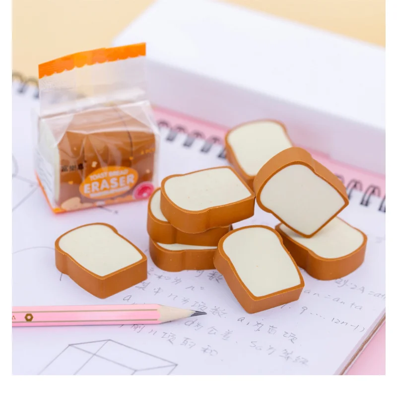 Gomme en forme de pain grillé, fournitures scolaires Kawaii, papeterie créative mignonne pour écoliers de maternelle