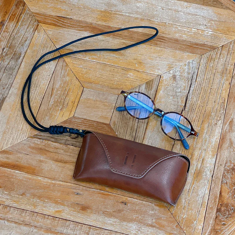 Women And Men's Sunglasses Case Suit PU Leather Hanging Neck Glasses Holder Portable Sleeve With Lanyard For Business Travel