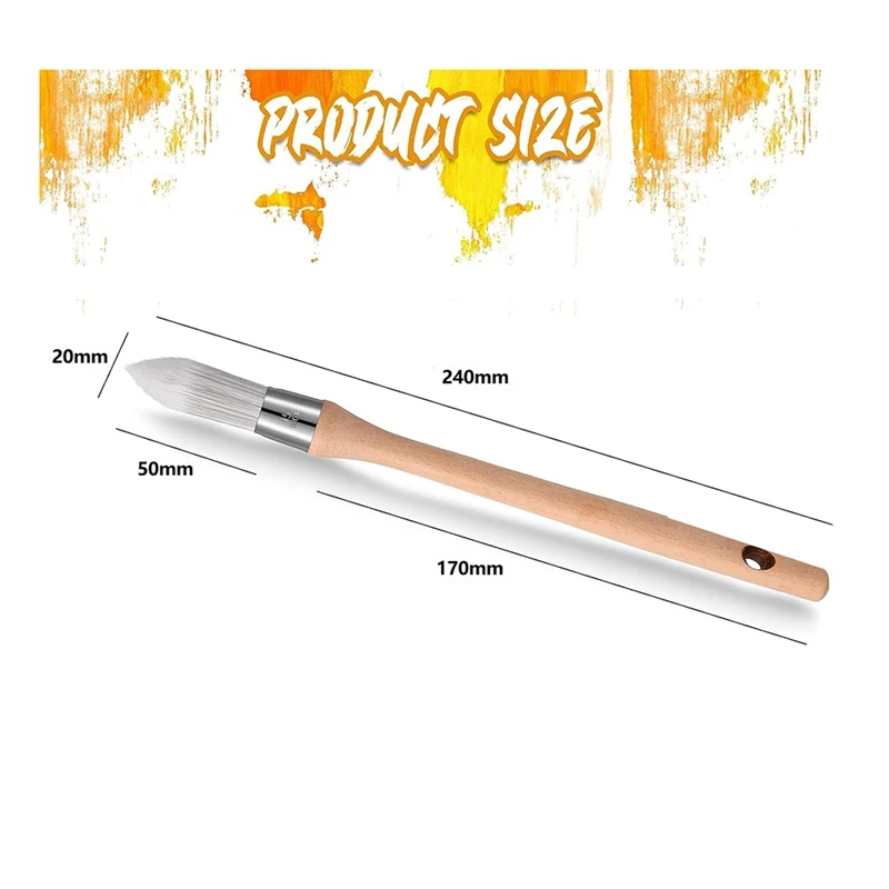12Pcs Trim Painting Tool Edge Clean Painting Tool Corner Paint Brush Round Small Paint Brushes Thin Trim Brush 28Cm