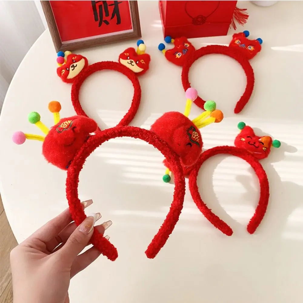 Lion Awakening New Year Headband Mascot Dragon Red Hairband Cartoon Hairband Child Headwear Chinese Style New Year Headdress